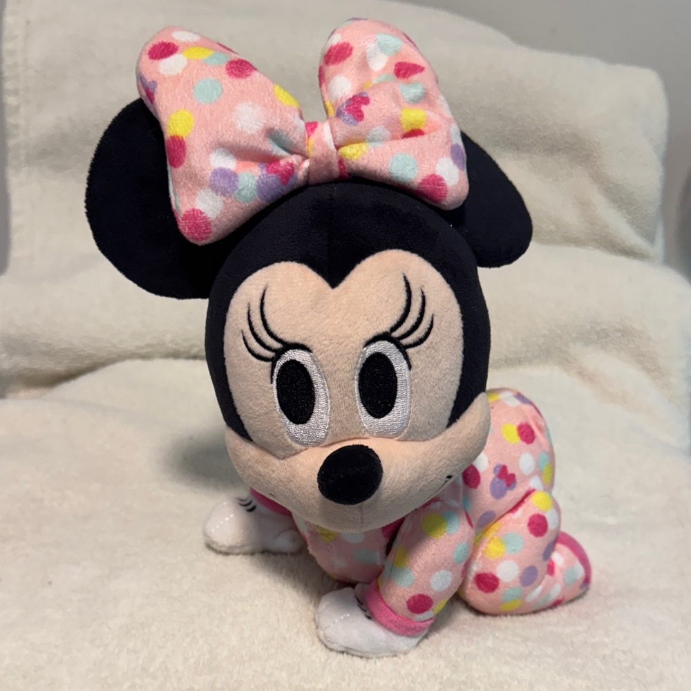 Disney Minnie Mouse Stuffed Animal Pink and Black Plush